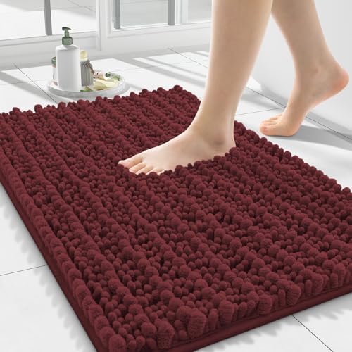 Smiry Bathroom Rugs 24X16, Extra Soft Rubber Backing Chenille Bath Mats