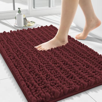 Smiry Bathroom Rugs 24X16, Extra Soft Rubber Backing Chenille Bath Mats