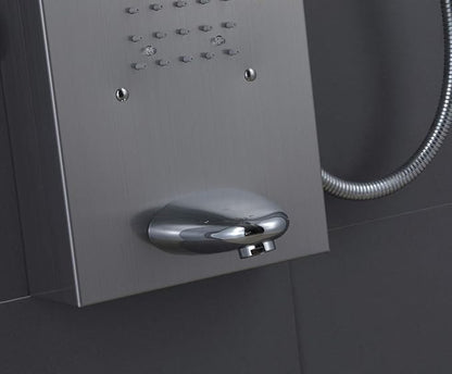 ELLO&ALLO LED Rainfall Waterfall Shower Head Rain Massage System with LED Body Jets, Stainless Steel Bathroom Shower Panel Tower System, Brushed Nickel