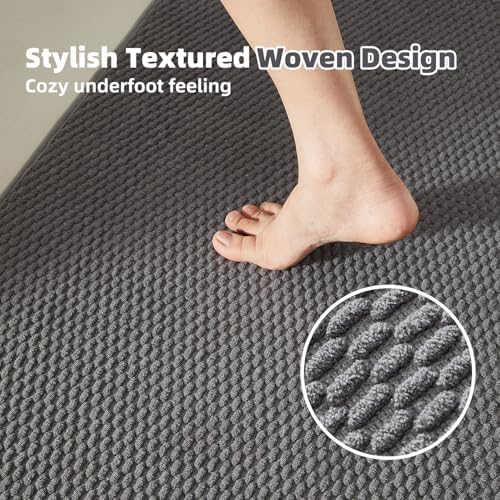 TYUU Large Bathroom Rugs Non Slip Washable Bath Rugs Super Absorbent Bathroom Rug Thin Quick Dry Low Pile Bath Mats, Dark Grey 36"x48"