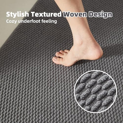 TYUU Large Bathroom Rugs Non Slip Washable Bath Rugs Super Absorbent Bathroom Rug Thin Quick Dry Low Pile Bath Mats, Dark Grey 36"x48"