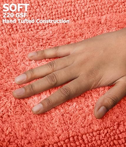 COTTON CRAFT Bath Rugs - 2 Pack Large 20x30 Soft Plush Bath Mats - Coral