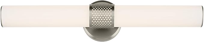Kichler Sashi 24.25" LED Medium Bath Bar with White Glass in Brushed Nickel, Modern, for Vanity, Fireplace, Buffet, Hallway, Vanity Mirror, (24.25" W x 5" H) 55192NILED