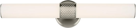 Kichler Sashi 24.25" LED Medium Bath Bar with White Glass in Brushed Nickel, Modern, for Vanity, Fireplace, Buffet, Hallway, Vanity Mirror, (24.25" W x 5" H) 55192NILED