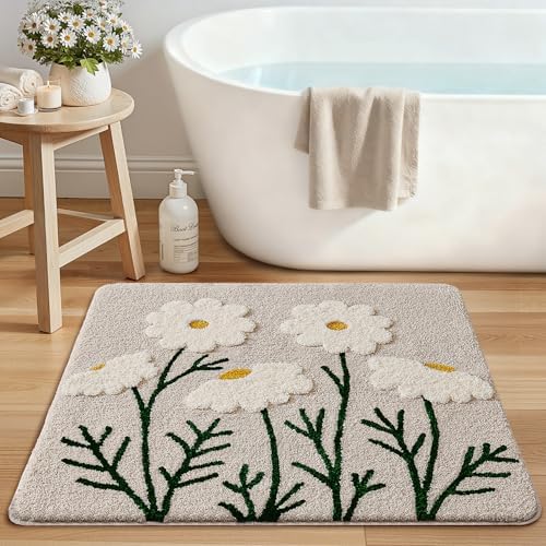 LUMI Square Bathroom Rug 26x26, Soft Absorbent Bath Mat, Non Slip