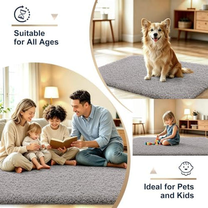 OLANLY Microfiber Bathroom Rugs 30x20, Ultra Soft Bath Mat, Light Grey
