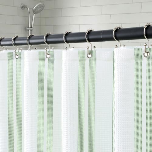 ORTIGIA 3 in 1 Waterproof Shower Curtain PEVA Liner Set 72x72 Inch,Green