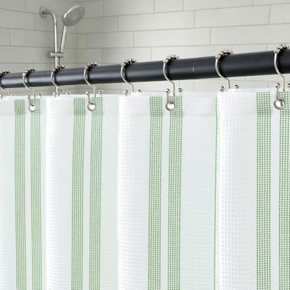 ORTIGIA 3 in 1 Waterproof Shower Curtain PEVA Liner Set 72x72 Inch,Green