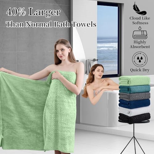 Bath Towel Set of 4 Extra Large Bath Sheet 35"x70" Oversized Bath Towel Soft Microfiber Bathroom Towel for Adults Highly Absorbent Quick Dry Towel Set for Bathroom,Hotel,Shower Towel Bath Sheet Green