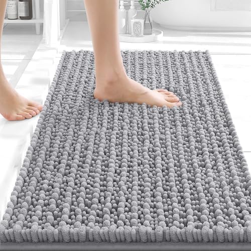 OLANLY Small Bathroom Rugs 24x16, Thick Soft Absorbent Chenille Bath Rugs