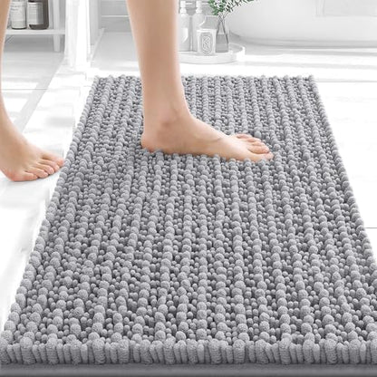 OLANLY Small Bathroom Rugs 24x16, Thick Soft Absorbent Chenille Bath Rugs