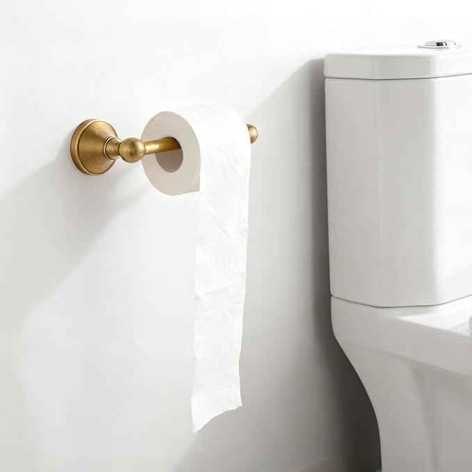 2 Pieces Antique Hand Towel Holder and Toilet Paper Holder Set, Brass Towel Ring, Tissue Roll Hanger, Retro Brass Hand Towels Ring, Wall Mount Bathroom Hardware