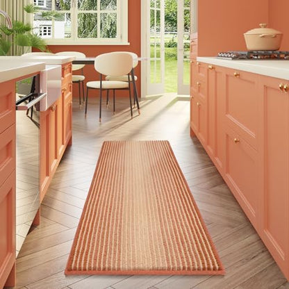 BSICPRO Large Bathroom Rugs Runner, 24x70 Chenille Bath Mat, Pumpkin Orange