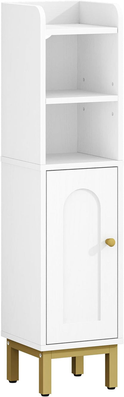 Hzuaneri Bathroom Storage Cabinet, Small Corner Floor Cabinet | Narrow Toilet Paper Holder, Bathroom Organizer with Adjustable Shelf, 2 Doors, for Small Spaces, White BC08203X