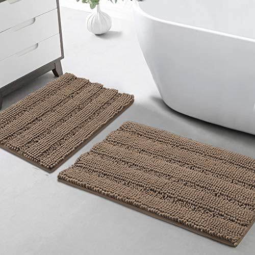 Turquoize Bathroom Rug Set, 2 Piece Soft Absorbent Chenille Bath Rug Set