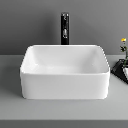 16" x 12" Vessel Sink Rectangle Bathroom Vessel Sink Countertop 16 In Rectangular White Ceramic Porcelain Farmhouse Lavatory Vanity Bath Sink Basin