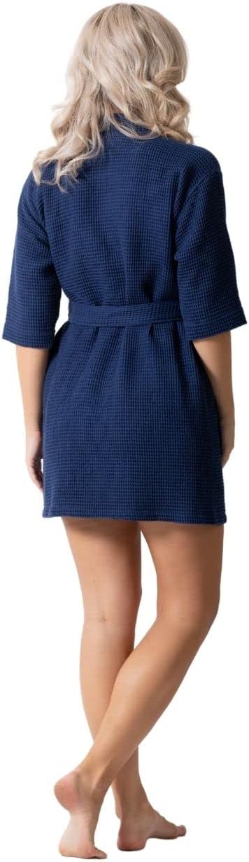 Lightweight Waffle Knit Bath, Spa & Bridesmaids Kimono Short Robes for Women - Quick Dry & Soft
