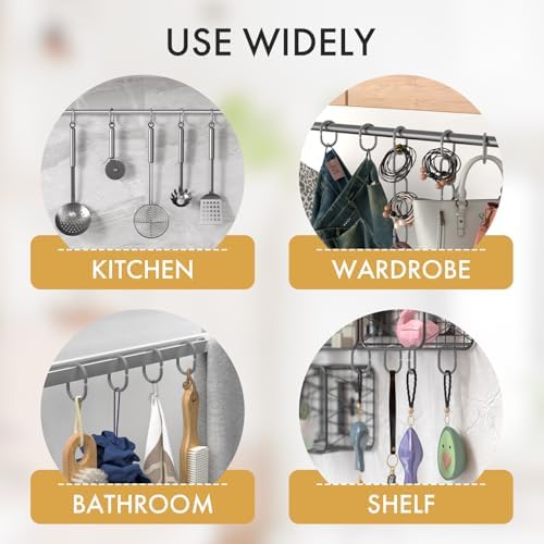 Amazer Grey Shower Curtain Hooks Rings, 24 Pcs Plastic Shower Curtain Rings, Plastic Shower Curtain Hooks for Bathroom Shower Rod, Grey Shower Hooks for Bathroom