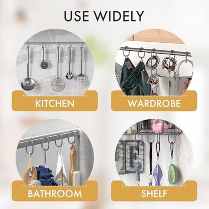 Amazer Grey Shower Curtain Hooks Rings, 24 Pcs Plastic Shower Curtain Rings, Plastic Shower Curtain Hooks for Bathroom Shower Rod, Grey Shower Hooks for Bathroom