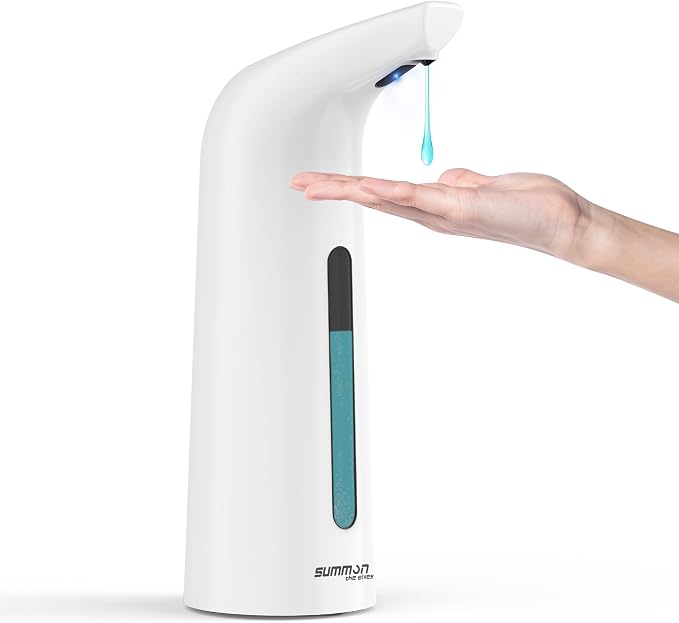 Automatic Liquid Soap Dispenser, 4-Level,Rechargeable | Plastic,13.5oz/400ml White Touchless Electric Hand & Dish Countertop Soap Dispensers with Sensor for Bathroom,Kitchen Sink