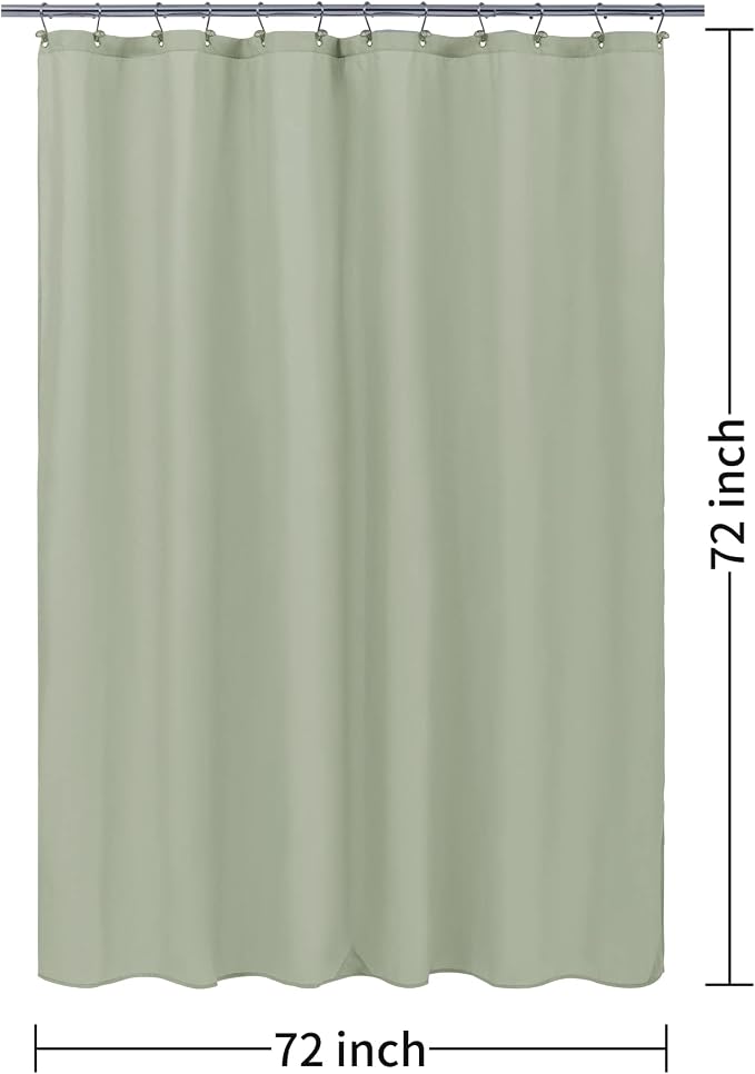 ALYVIA SPRING Waterproof Fabric Shower Curtain or Liner Sage Green, 72x72 | 3 Magnets, Soft Cloth & Hotel Quality, Machine Washable, Light-Weight, Standard Size