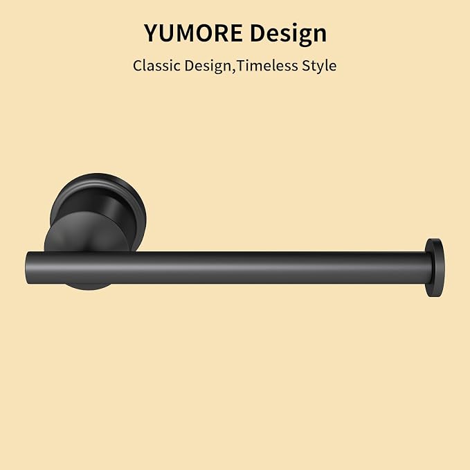 Matte Black Bathroom Accessories Set, 4 Pieces Bathroom Hardware Set, Towel Bar Set Stainless Steel Wall Mounted, Towel Racks for Bathroom, Robe Towel Hooks, Toilet Paper Holder