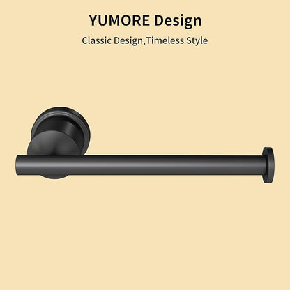 Matte Black Bathroom Accessories Set, 4 Pieces Bathroom Hardware Set, Towel Bar Set Stainless Steel Wall Mounted, Towel Racks for Bathroom, Robe Towel Hooks, Toilet Paper Holder