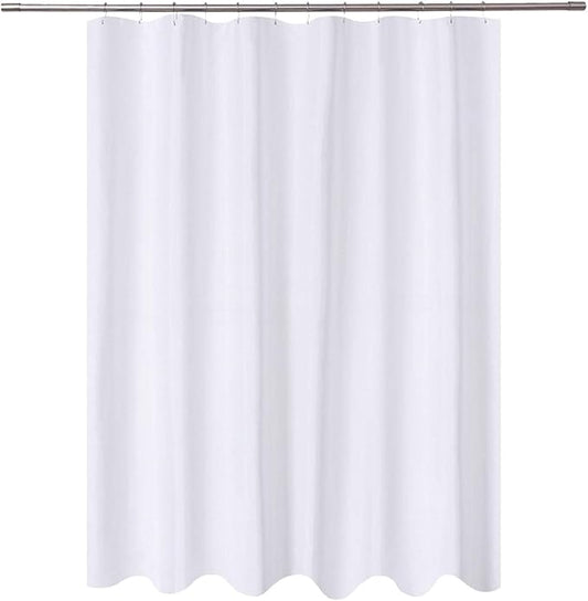 N&Y HOME Long Fabric Shower Curtain Liner 72 x 78 inches Longer Length, Hotel Quality, Washable, Water Repellent, White Spa Bathroom Curtains with Grommets, 72x78