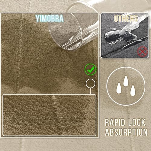 Yimobra Memory Foam Bathroom Mat Set, 24 x 17 & 24 x 20 in, Pale Khaki