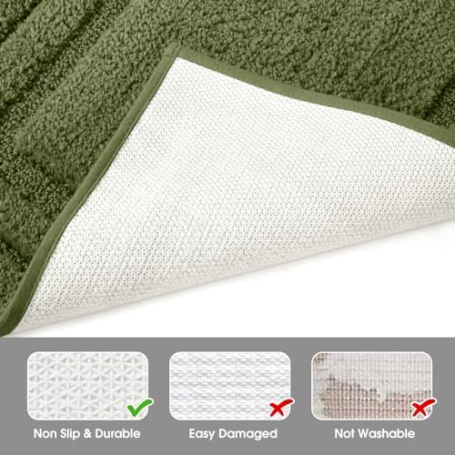 HOMEIDEAS Bathroom Rugs Sets 2 Piece, Soft Non Slip Bath Mat Sage Green
