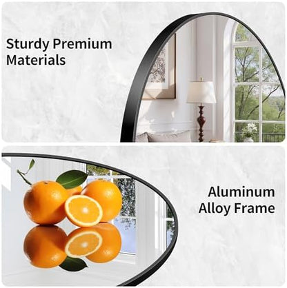 Arched Bathroom Mirror, 24"x48" Black Arched Mirror for Bathroom, Wall Mounted Mirror, Black Vanity Wall Mirror w/Metal Frame for Bedroom, Entryway, Living Room, Vertically Hanging