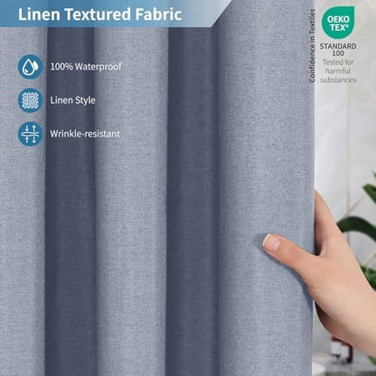 Extra Long Fabric Shower Curtain,No Liner Needed,72x84,Blue Gray