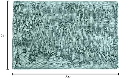 Amazon Basics Bathroom Rugs, Extra Soft Absorbent Shag Bath Rugs, Non-Slip Backing, Quick Drying, Machine Washable, Plush Comfort for Bathroom Floor, Tub and Shower, 21" x 34", Seafoam Green