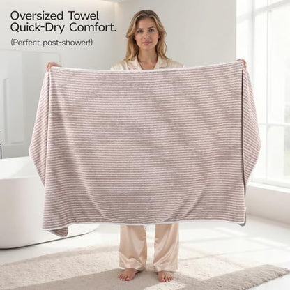 REDKISS 6-Piece Microfiber Bath Towel Set, Ultra Soft, Highly Absorbent & Quick Dry, 35x70 Inch Oversized, Taupe Towels for Bathroom, Spa, Gym, 2 Bath 2 Hand 2 Washcloths