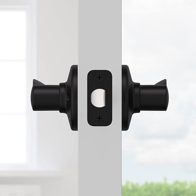 Kwikset Balboa Interior Passage Door Handle, Lever For Closet and Hallway Doors, Reversible Non-Locking Handle Lever, Matte Black
