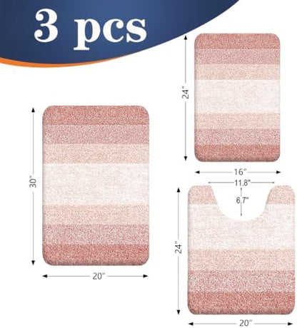OLANLY Microfiber Bathroom Rugs Sets 3 Piece, 30"x20"+24"x16"+24"x20"