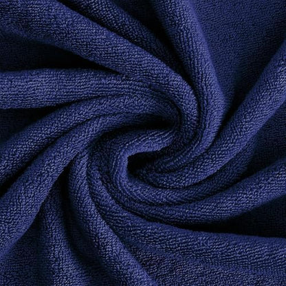 Feather & Stitch 100% Cotton 625 GSM Bath Towel Set of 6, Ultra Soft Highly Absorbent 2 Bath Towels, 2 Hand Towels & 2 Washcloth - Luxury Quick Dry Shower Towels (Navy Blue)