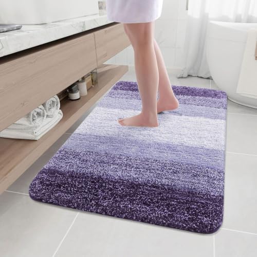 Arotive Microfiber Bathroom Rugs, Shaggy Soft Absorbent Bath Rug, 47x32
