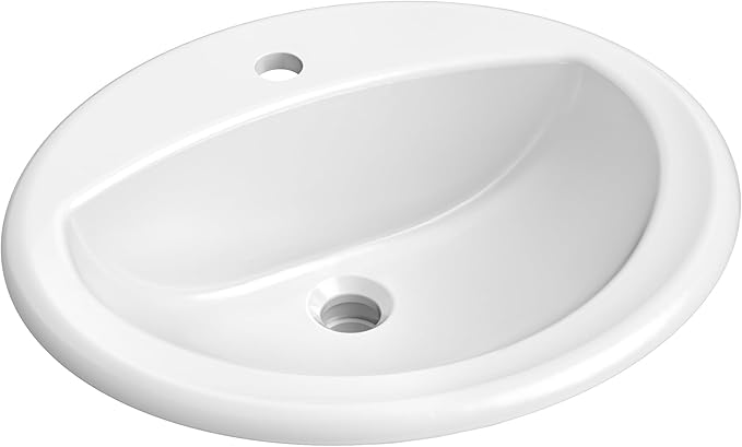 KRAUS Elavo 20.5 in. Oval Porcelain Ceramic Self-Rimming Drop In Bathroom Sink in White with Overflow Drain, KCT-100