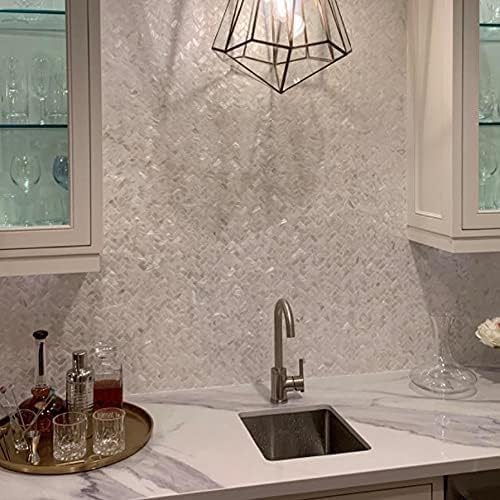 Art3d 6-Pack White Mother of Pearl MOP Shell Tile for Shower Wall, 12" x 12" Natural White Herringbone