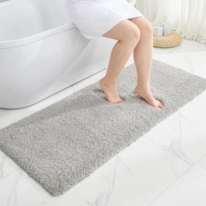 Disolla Grey Bathrom Runner Rug 24x70 - Extra Large Soft Plush Bath Mat, Thick Long Non-Slip Shaggy Floor Mat, Ultra-Absorbent for Master Bathroom Vanity