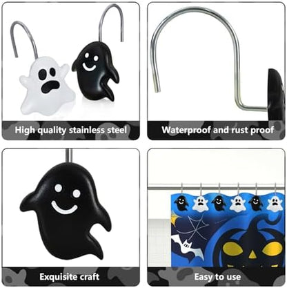 12 Pieces Halloween Shower Curtain Hooks for Bathroom