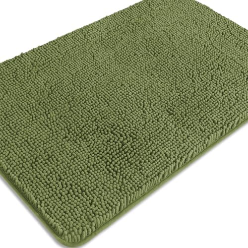 Sage Bathroom Rugs – Absorbent and Washable Bath Mat, Non-Slip, Thick Soft Chenille Bath Rugs for Bathroom Floor, Shower, Sink - 24" x 36"