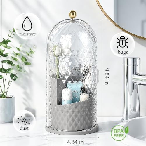 Toothbrush Holder with Cover for Bathroom Countertop, Organizer, Gray