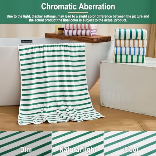 JML Microfiber Beach Towels, 4 Pack, 27" x 55", Cabana Stripe Green
