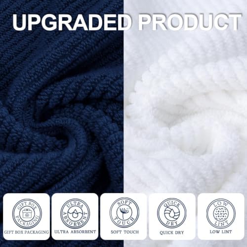 VOOVA & MOVAS 6PC Towel Set, 100% Cotton, Blue White