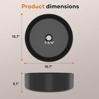 15.7" Round Vessel Sink, Matte Black Ceramic Above Counter Sink | Matte Black Finish, High-Density Ceramic, Scratch & Crack Resistant, Deep Splash Guard Basin, Easy To Clean For Bathroom