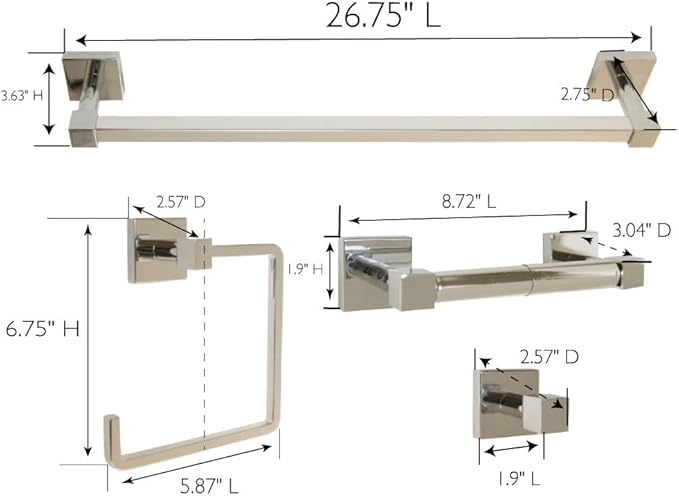 Design House 188540 Karsen 4-Piece Bathroom Accessory Kit, Polished Chrome