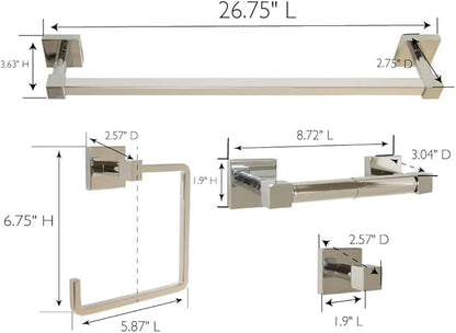 Design House 188540 Karsen 4-Piece Bathroom Accessory Kit, Polished Chrome