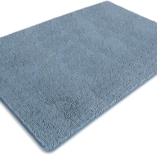 Bathroom Rugs 40 x 60 Inch – Extra Large Bath Mat | Absorbent and Washable Thick Chenille Bath Rugs Non-Slip Runner Rug for Bathroom, Shower, Tub(Blue)